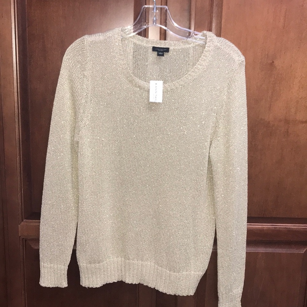 Ann Taylor gold/beige sparkly sweater-new